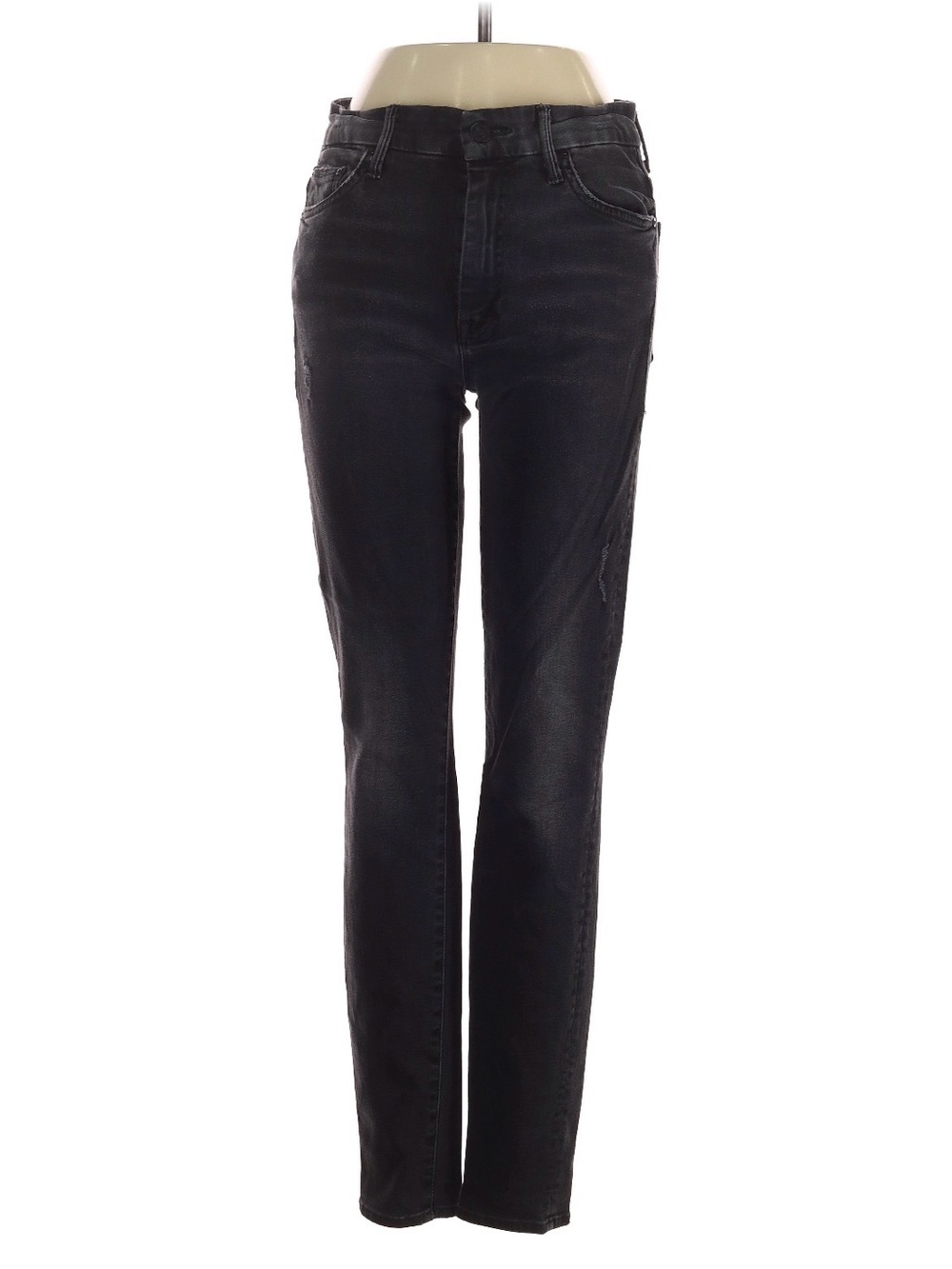 MOTHER Black High-Rise Looker Wash Slim  Straight Wait Until Dark Jeans  27